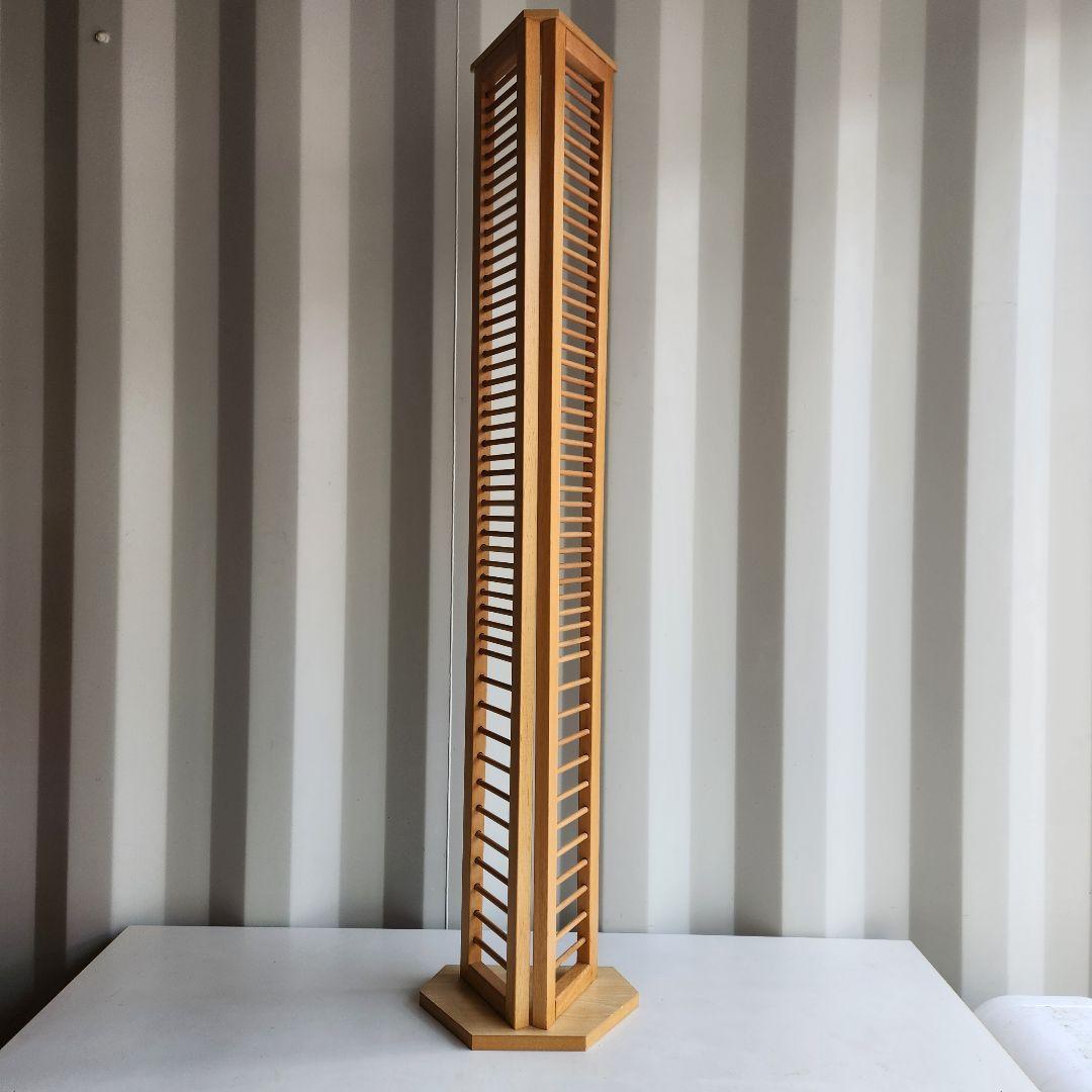 希少 ヴィンテージ 木製　CDラック CDタワー 128.5cm 天然木
