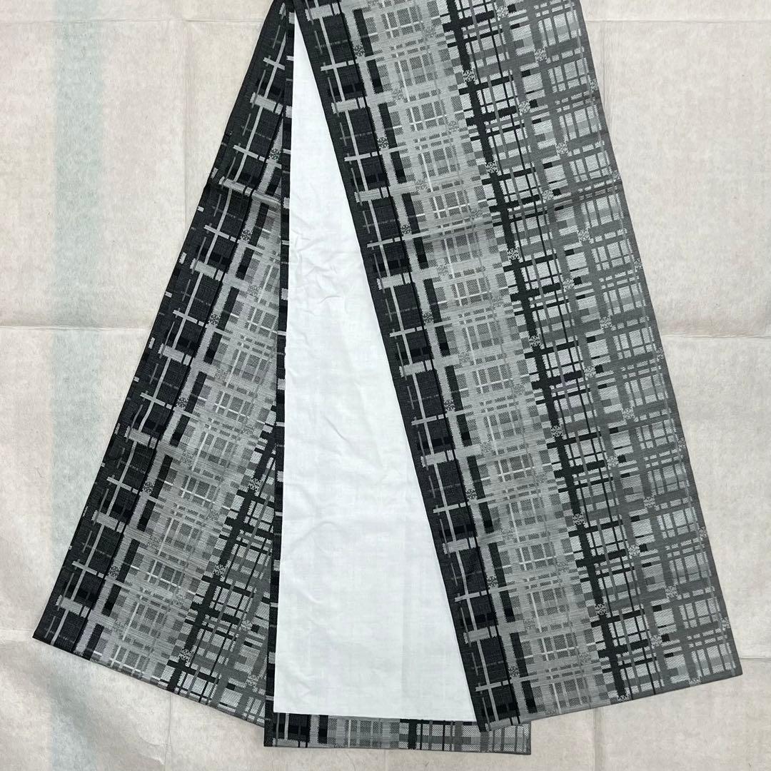 rk-1138 紬 名古屋帯 2点セット 幾何学に葉文様 正絹 黒