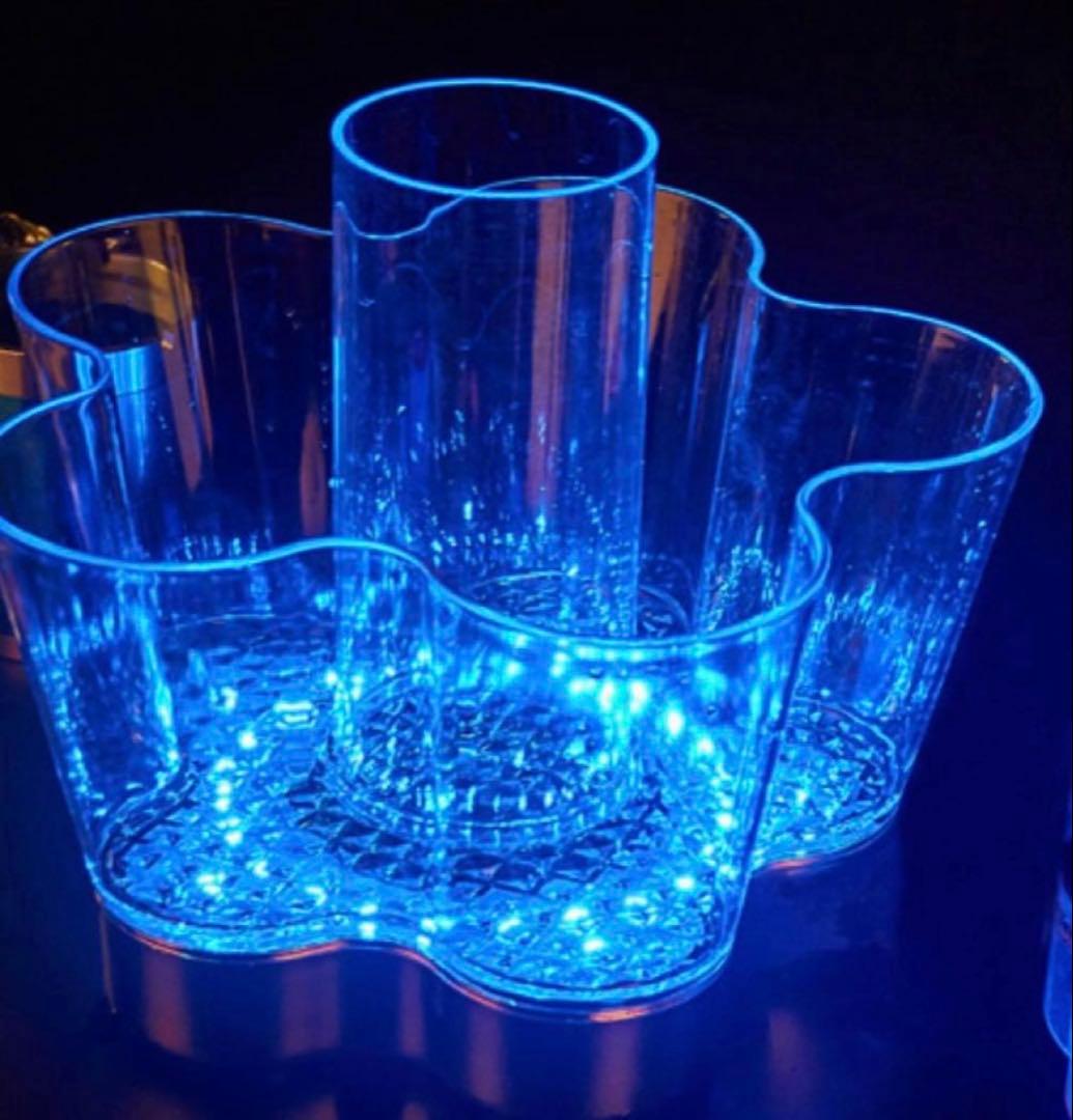 光る ワインクーラー 大型 タワー型 マルチカラー 充電式 アクリル製ボトル