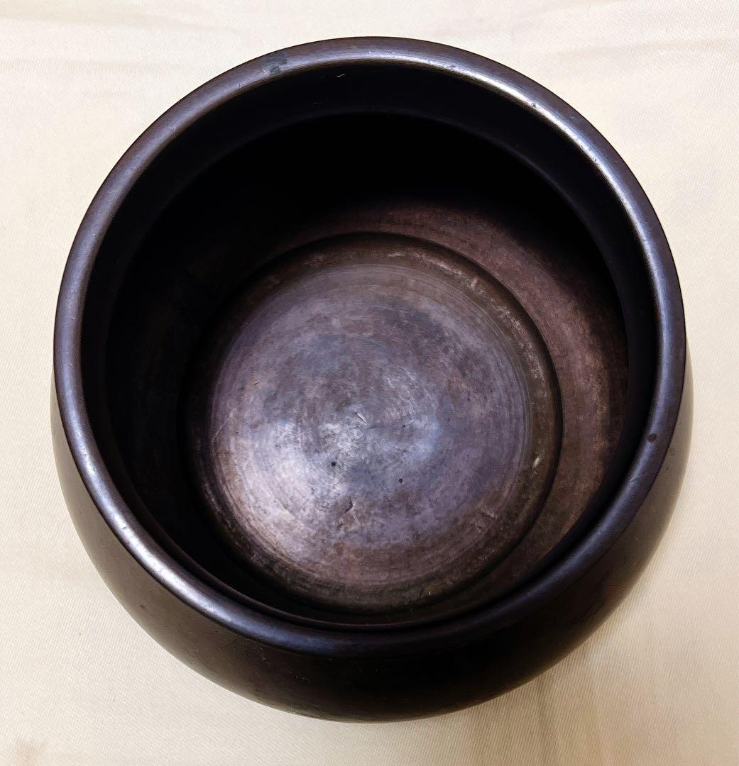 釜師　高木冶良兵衛　唐銅エフゴ建水　茶道具　木箱入