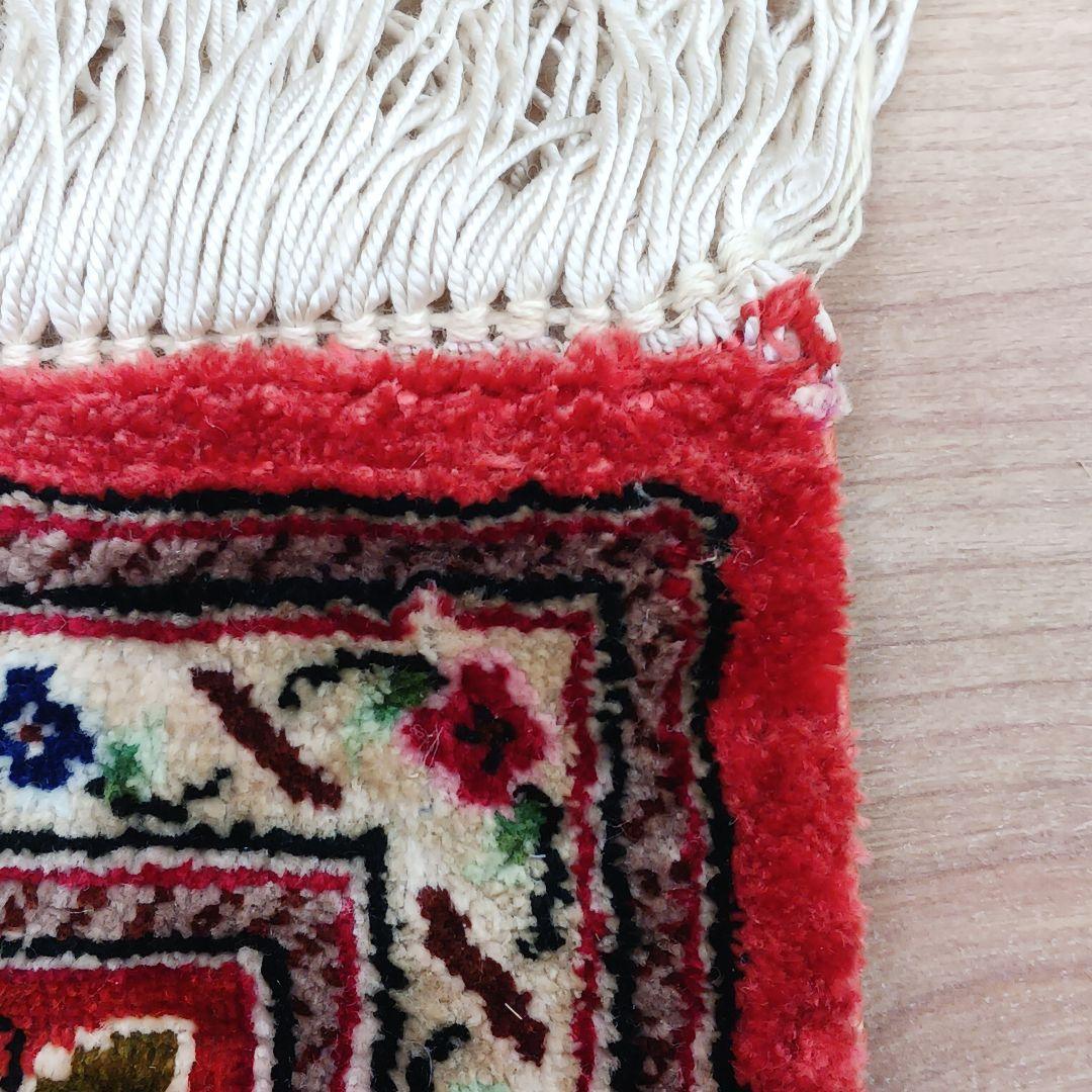 Y3292 高級ペルシャ絨毯 クム産 工房サイン シルク100% 手織り