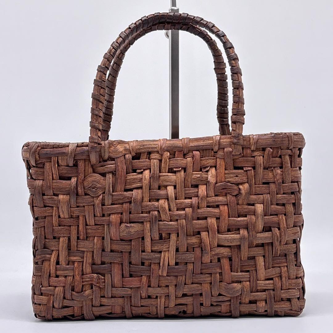 美品 山葡萄 籠バック ハンドバックかご カゴ 天然素材 自然素材 編み込み