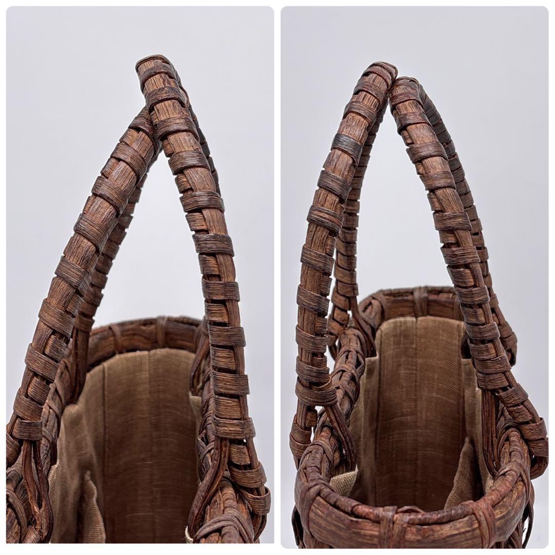 美品 山葡萄 籠バック ハンドバックかご カゴ 天然素材 自然素材 編み込み
