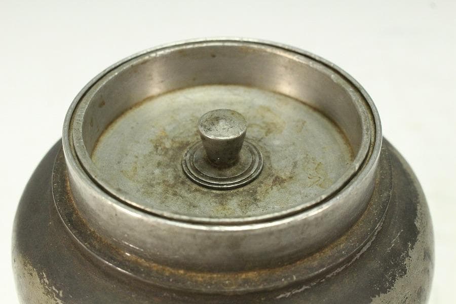 中国美術 煎茶 唐物 古錫 茶入 尚天泰造 時代物 古美術(K-YC457)