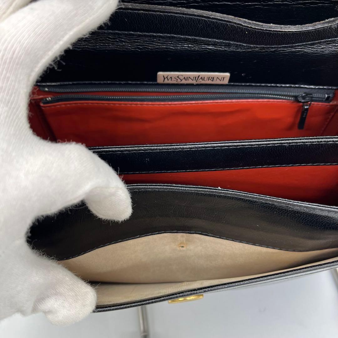 【美品】イヴサンローラン ワンショルダーバッグ 肩掛け リザード型押し 黒