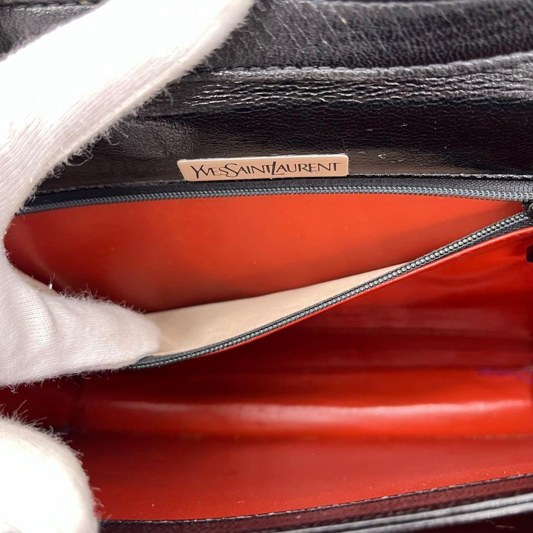 【美品】イヴサンローラン ワンショルダーバッグ 肩掛け リザード型押し 黒