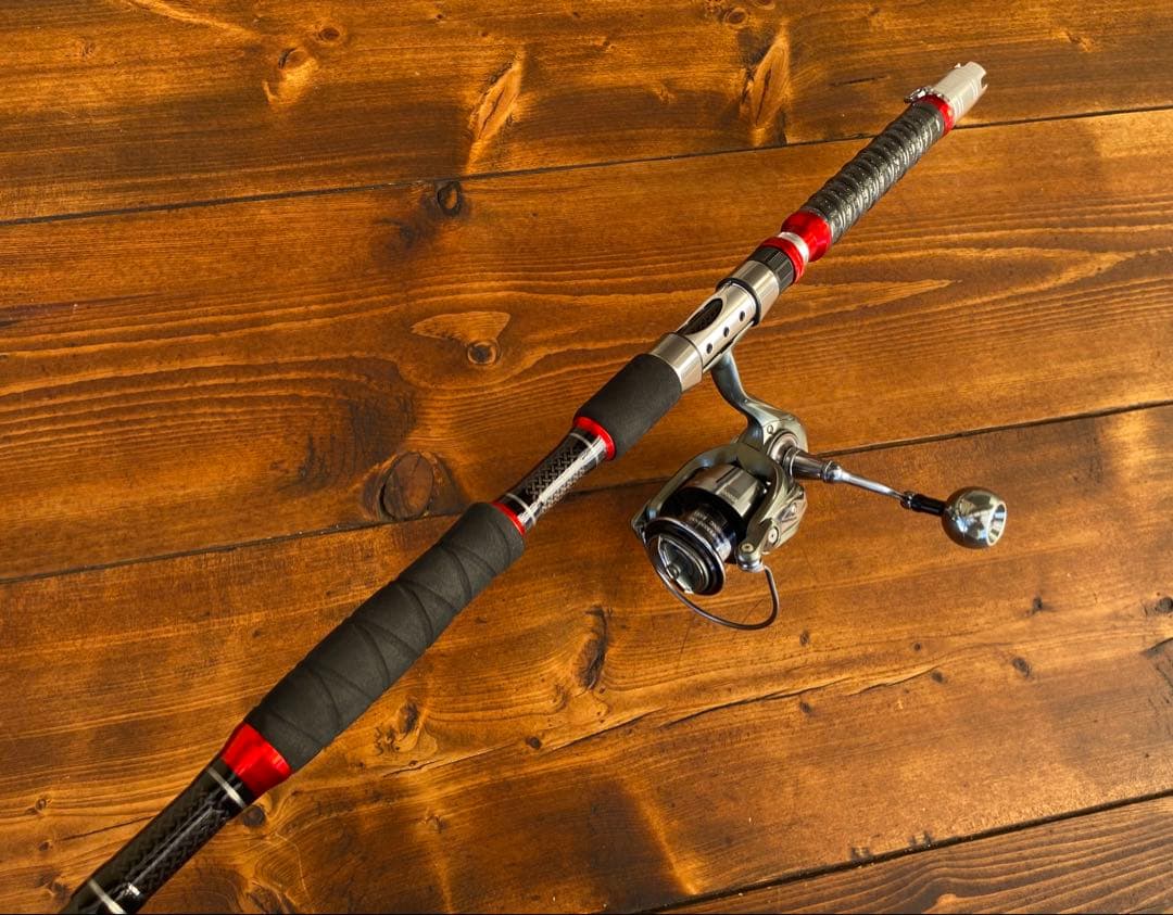 新品未使用　ジギングセット　船釣り　3ピースパックロッド　スロージギング　レッド