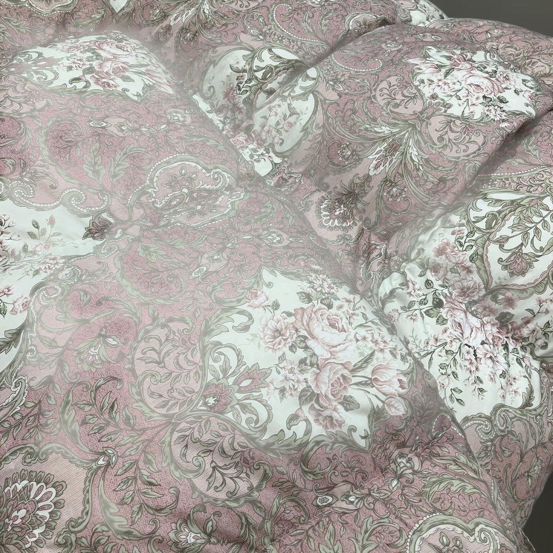 羽毛布団シングル掛けふとん　立体キルト　羽毛専用ケース付き