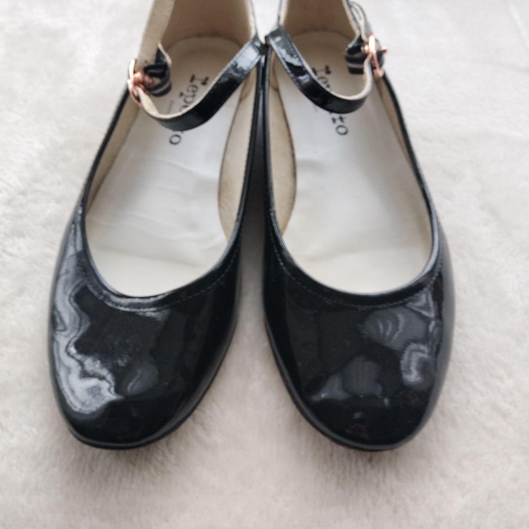 レペット　エナメル　フラットシューズ　ブラック　ベルト　サイズ38 ゴールド金具