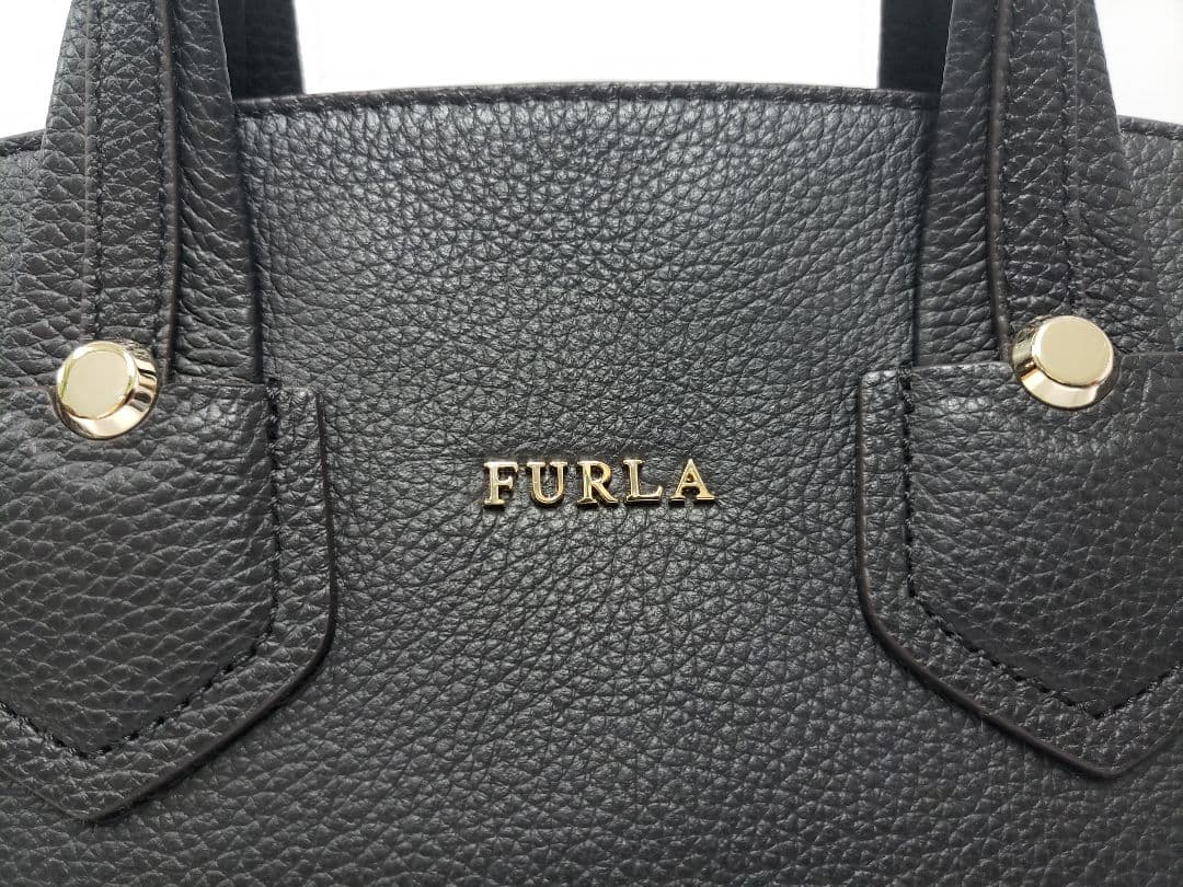 ［フルラ］2way レザーハンドバッグ　未使用品　黒　保存袋付き