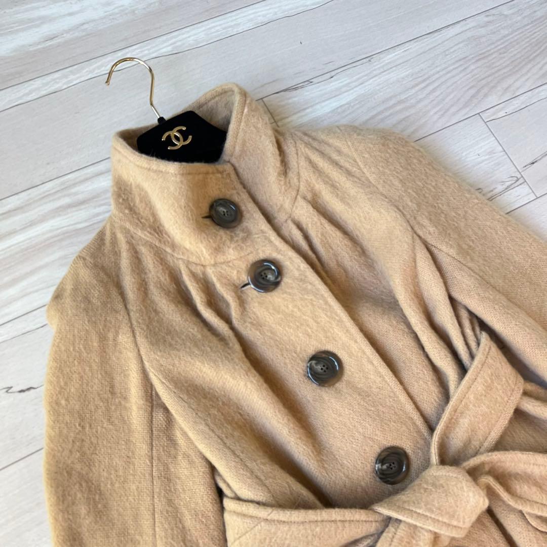 バーバリーブルーレーベル　ベルテッドコート　アルパカ　メガチェック　ノバチェック