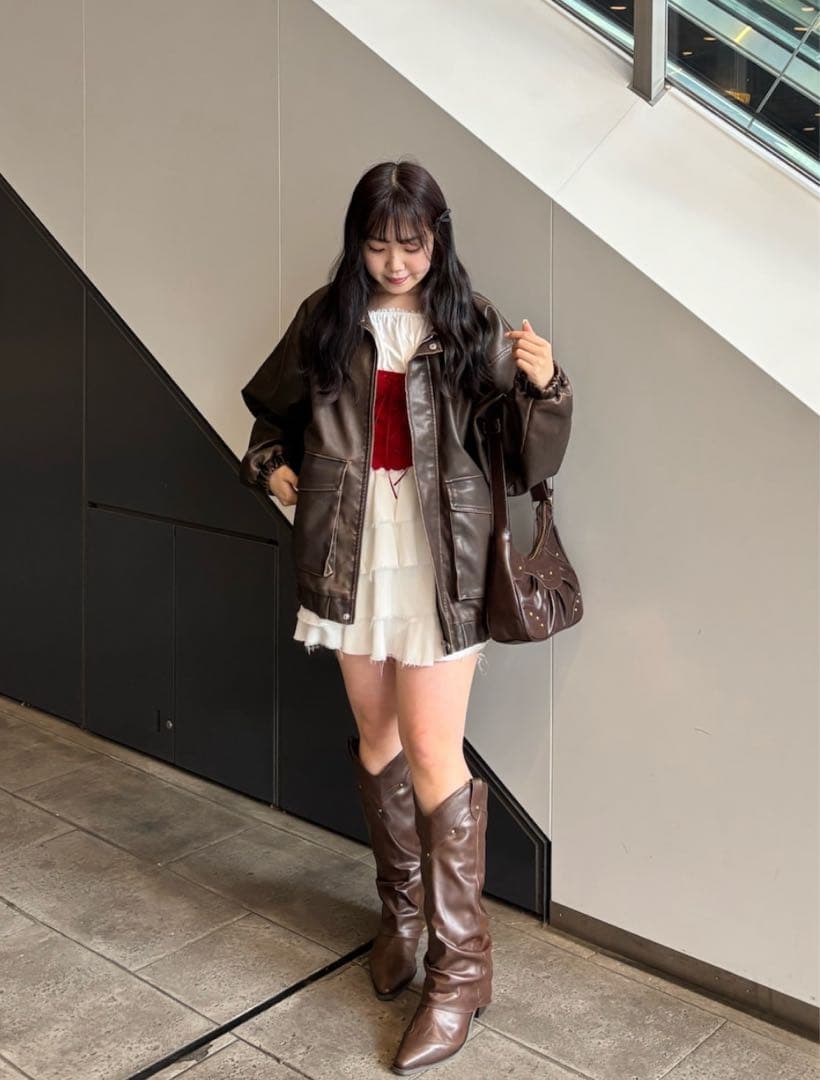 NICE CLAUP フェイクレザージャケット