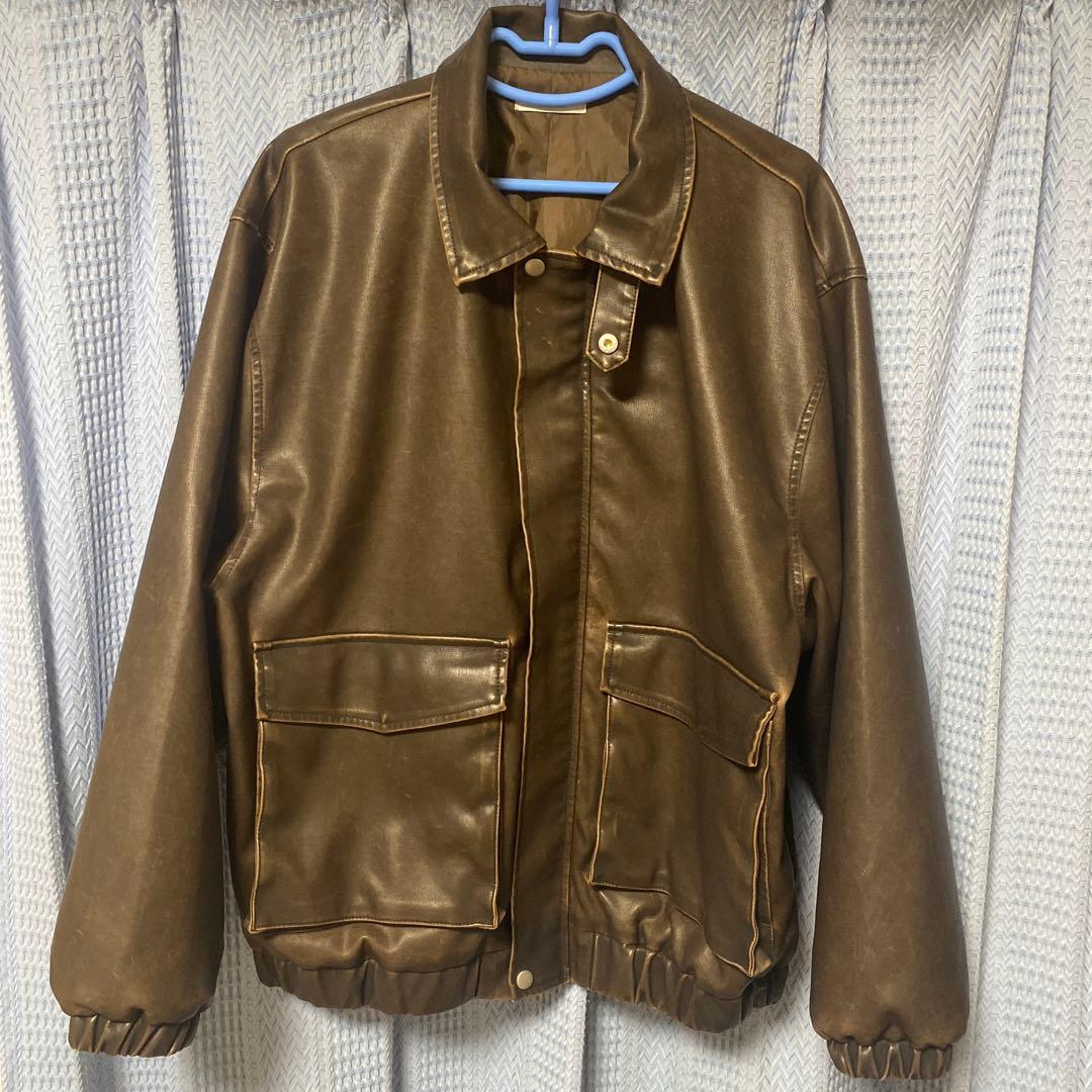 NICE CLAUP フェイクレザージャケット