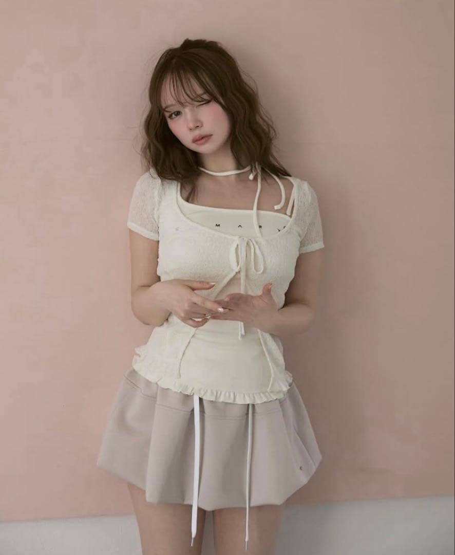 ANDMARY Claire set tops ivory アンドマリー　白