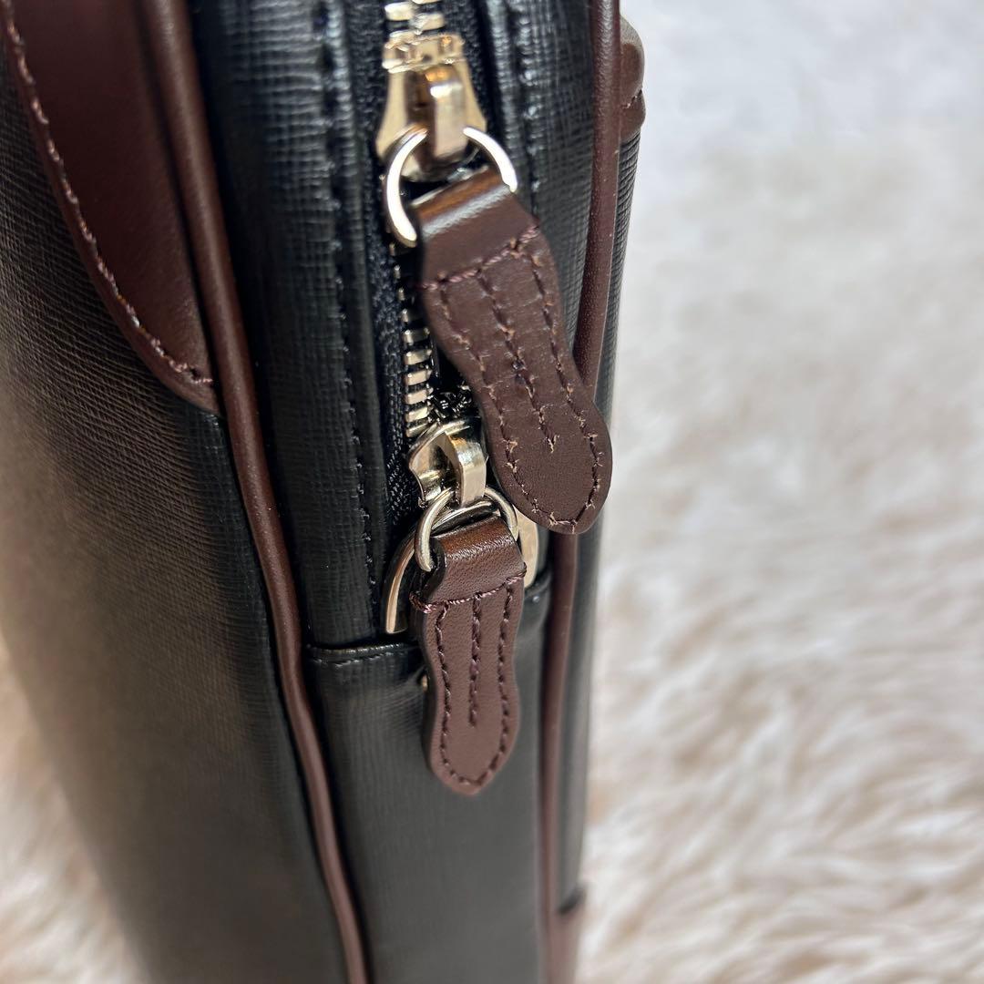 【新品未使用】FUJITAKA ビジネスバッグ 2way レザー 日本製 黒×茶