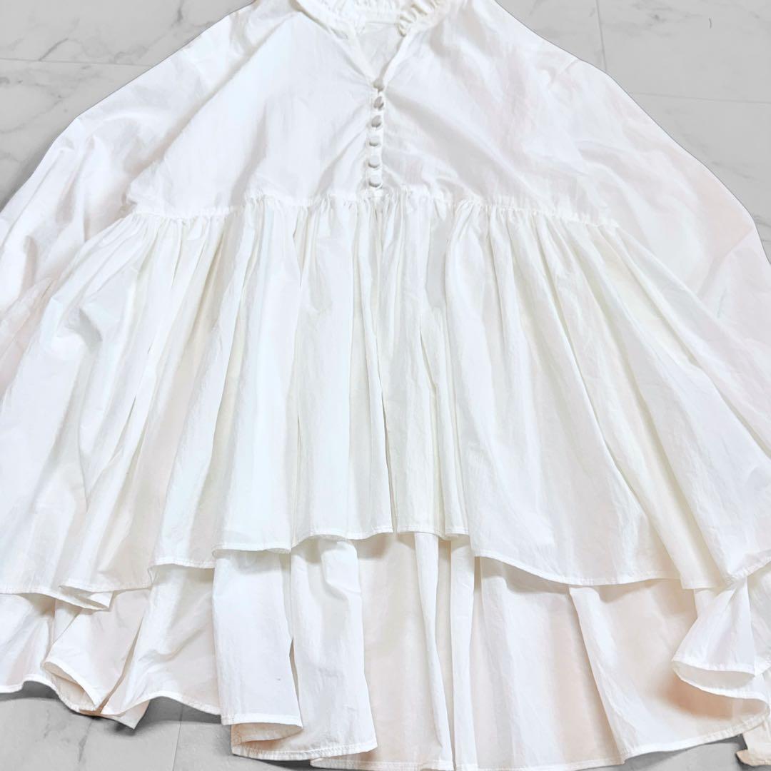 イエナ タフタ ギャザー ブラウス ホワイトシワになりにくい 洗える フリル