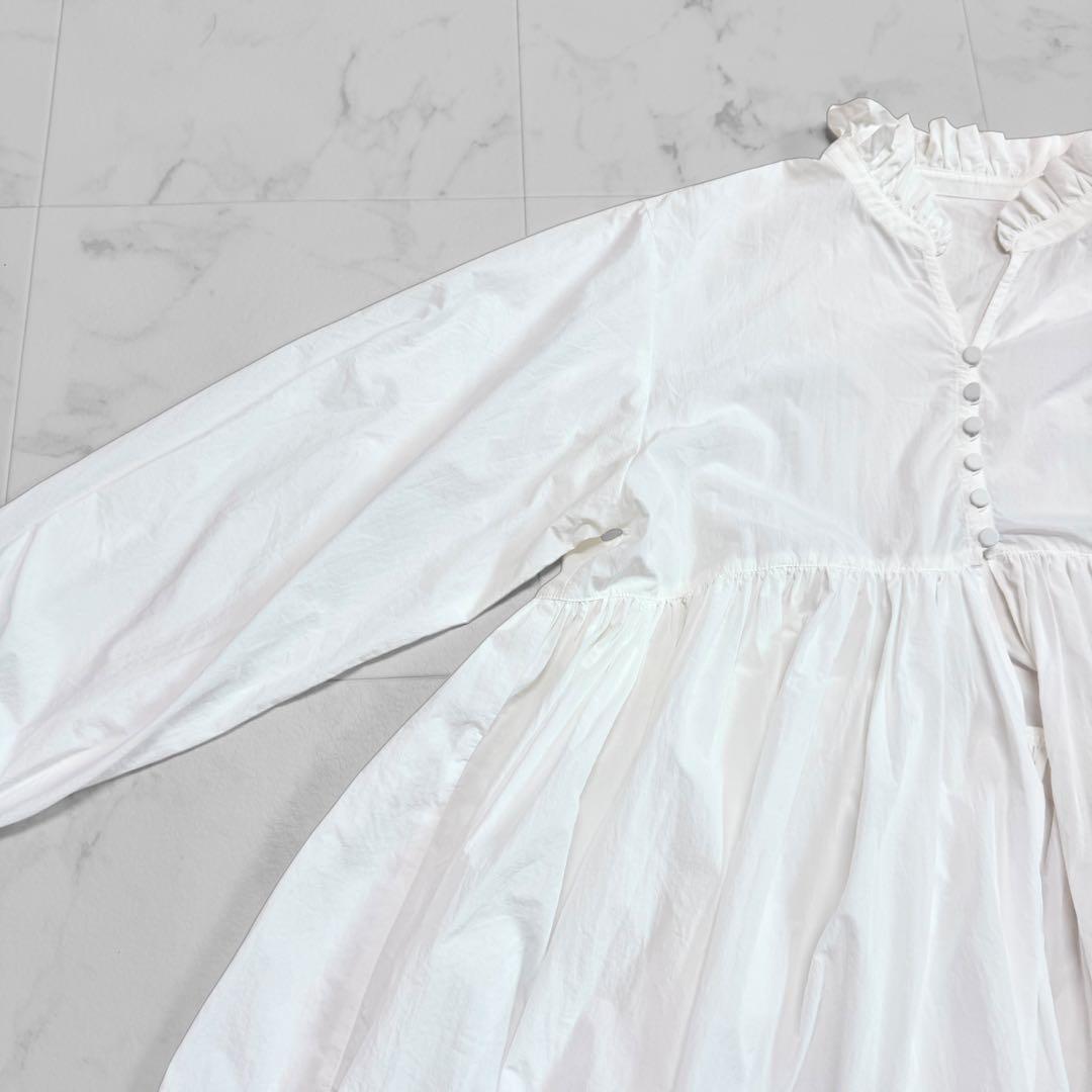 イエナ タフタ ギャザー ブラウス ホワイトシワになりにくい 洗える フリル