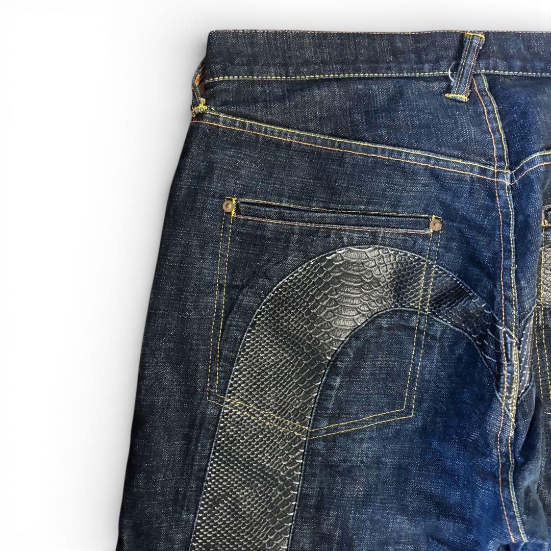 戸*妹様 EVISU エビス 大黒 レザー ブラック ビックカモメ 赤耳 W36