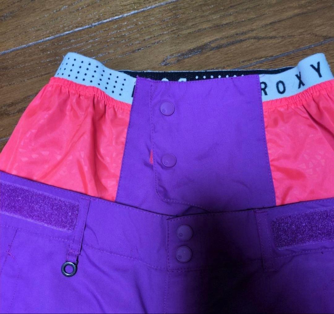 【美品】ROXY　スノボウェア　上下セット　Ｓ　総柄　　カラフル　ロゴ　パープル