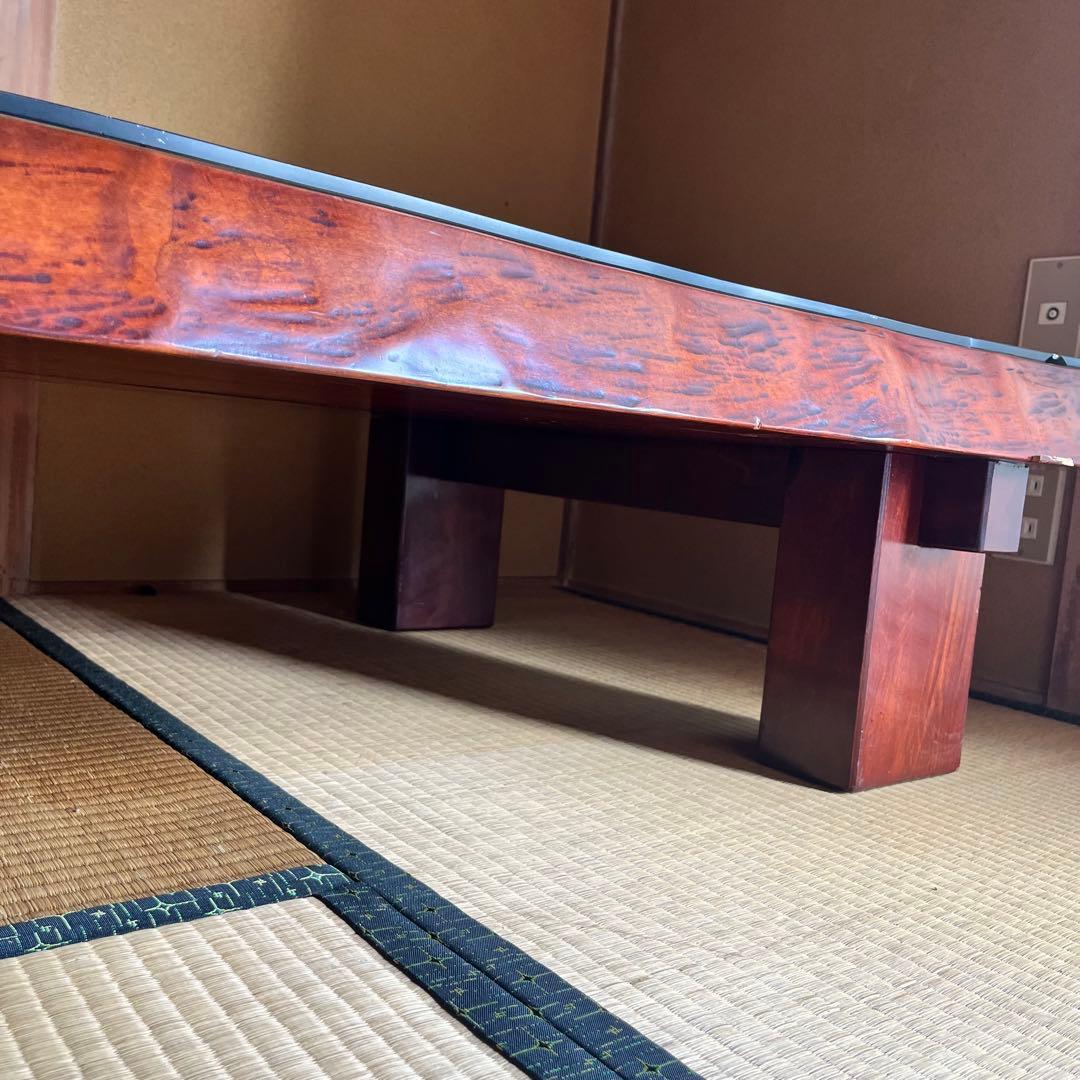 9/30まで！ 配送 設置費込み！ 天然木一枚板　座卓　ガラストップあり