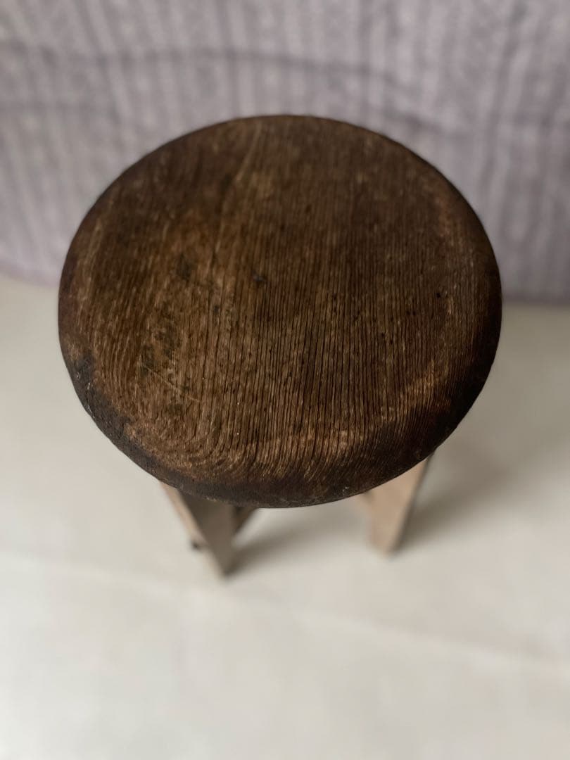 かなり古い 丸椅子 木製 スツール レトロ アンティーク ヴィンテージ チェア
