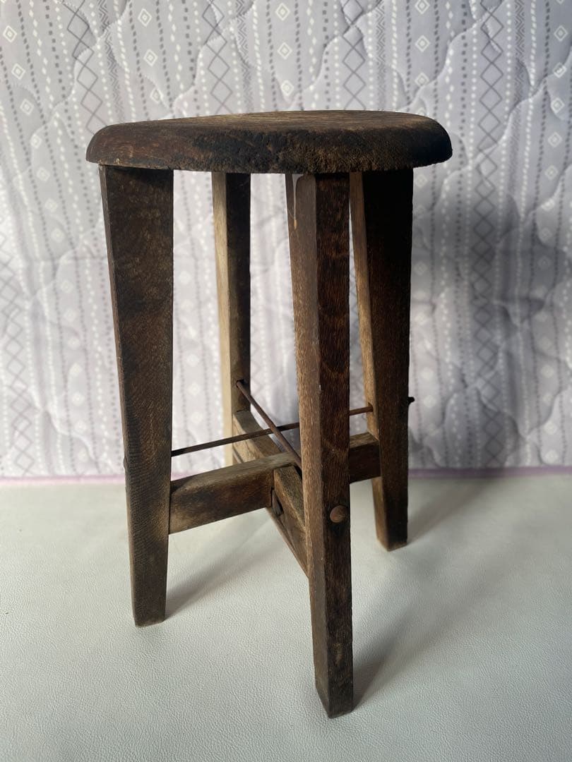 かなり古い 丸椅子 木製 スツール レトロ アンティーク ヴィンテージ チェア