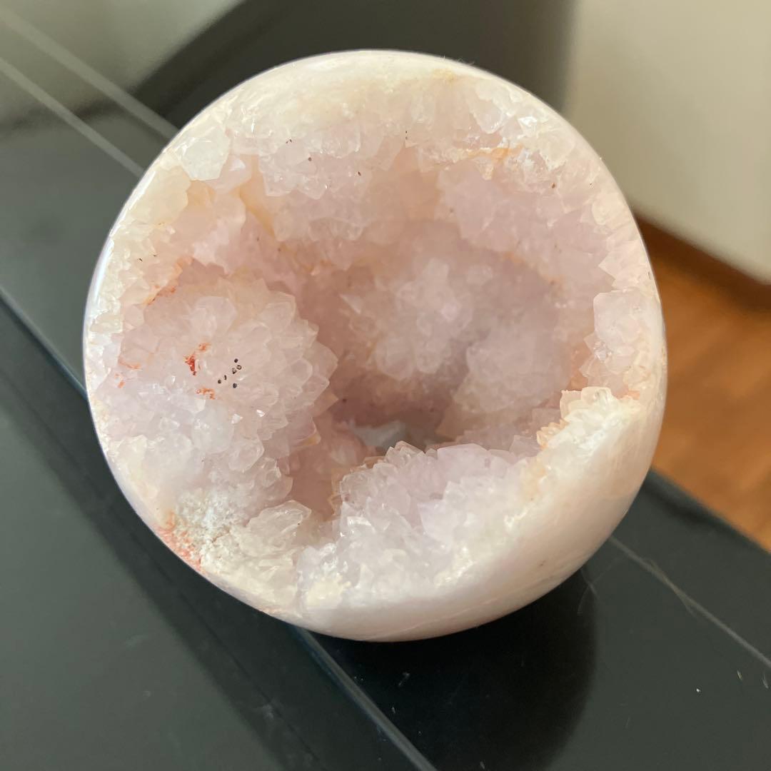 コレクションに！ピンクアメジスト　スフィア　天然石置物　D167