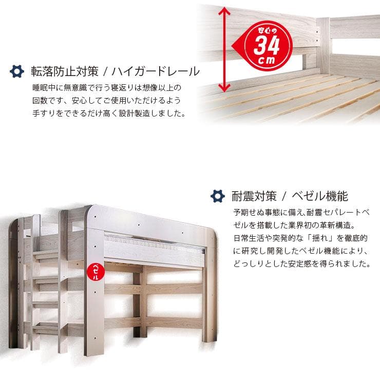 【九州～関東まで送料無料*】ロフトベッドhoney WHxVG　アウトレット