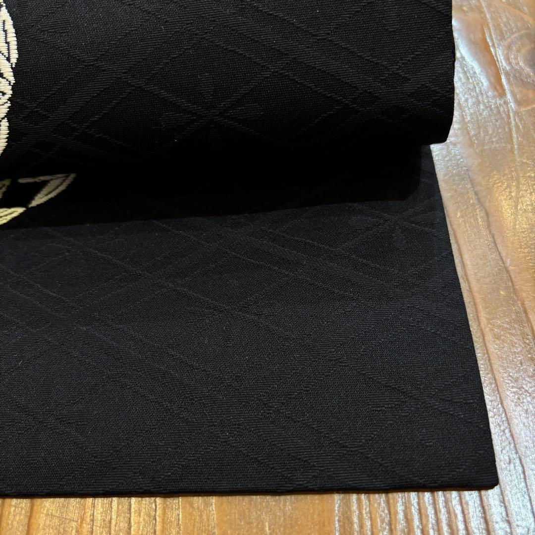 【美品】名古屋帯　九寸名古屋帯　黒地に丸紋　松竹梅　　カジュアル着物　o1580