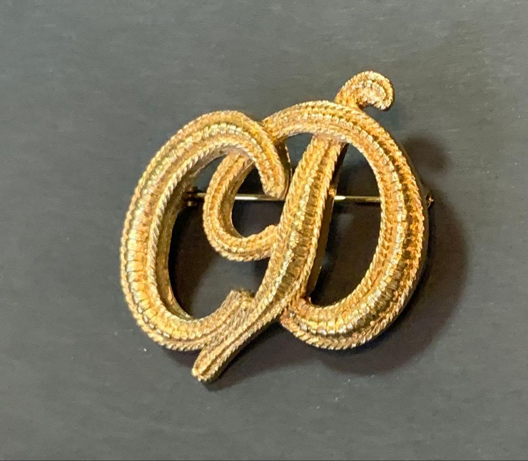 ヴィンテージChristian Dior ブローチCDロゴゴールドカラー
