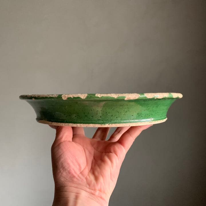 仏蘭西 フランス 緑釉 皿 平鉢 古道具 アンティーク ブロカント