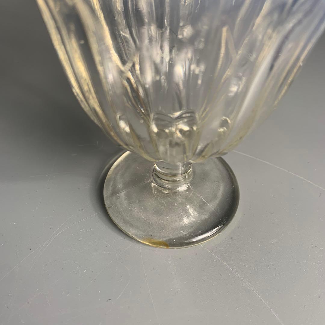 昭和初期　戦前　プレス　乳白青ぼかし　氷コップ　デザートカップ　和ガラス　古硝子