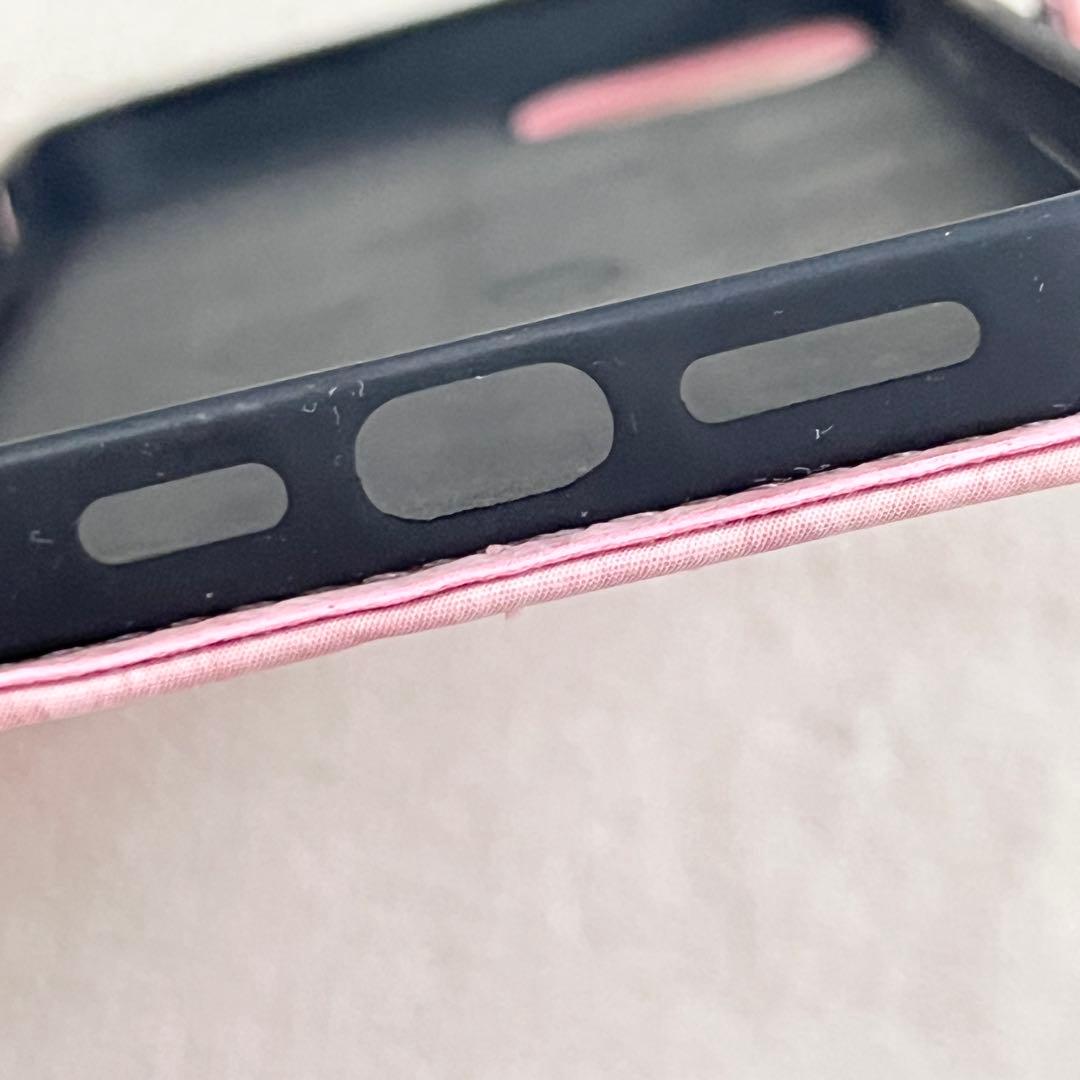 ジッパー付き iPhone 14 Plus ケース ピンク ウォレット 財布