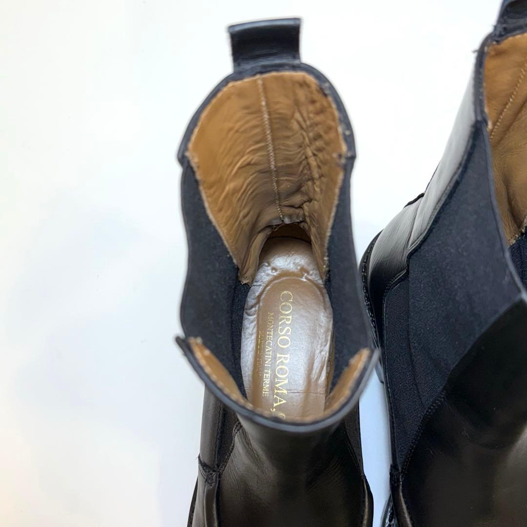 (美品)コルソローマノーヴェ 厚底 サイドゴアブーツ スクエアトゥ 23cm
