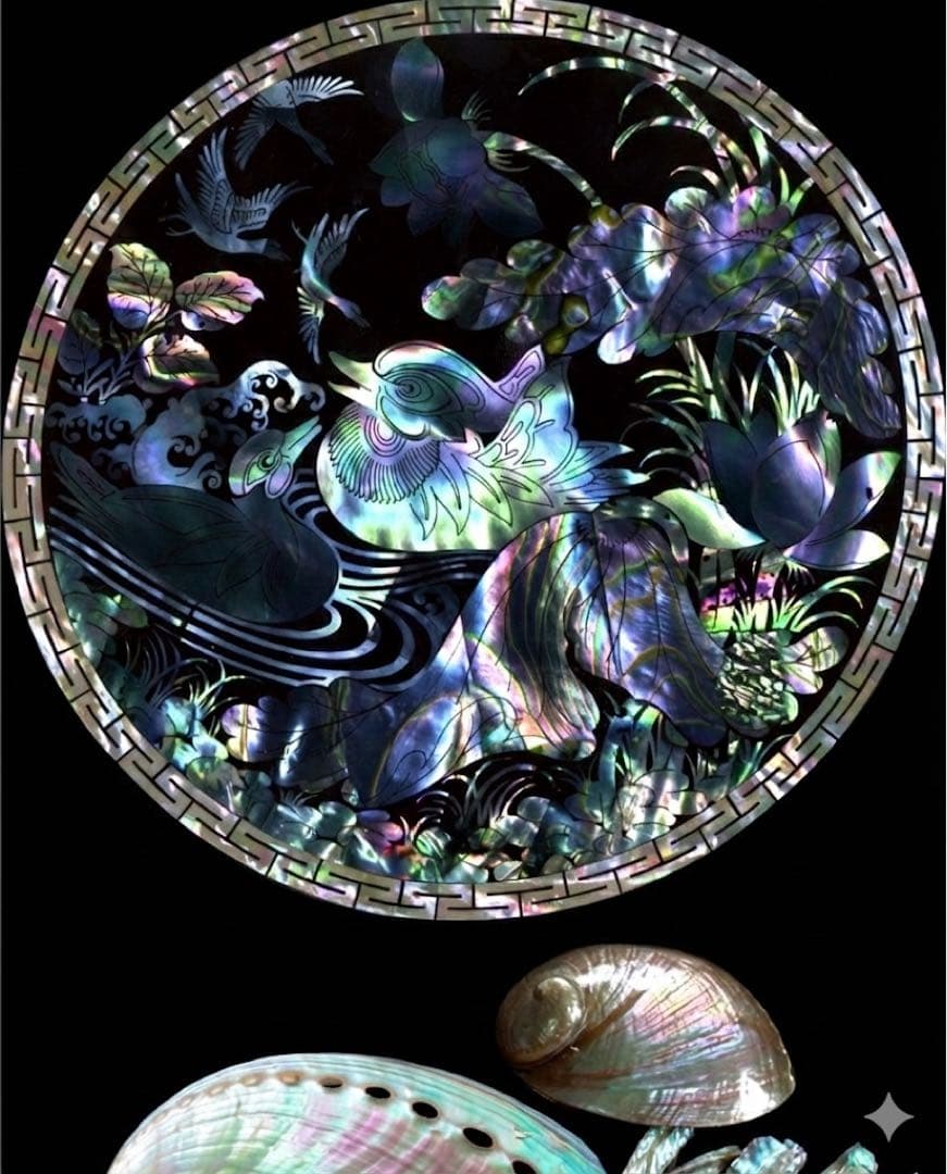 螺鈿細工 ジュエリーボックス 宝石箱木製 漆塗り 梅と鳥赤