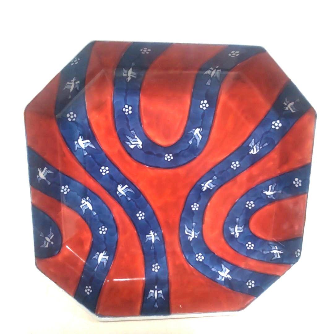 有田焼 源右衛門 八角皿 赤絵梅鳥 八角 廃盤 貴重