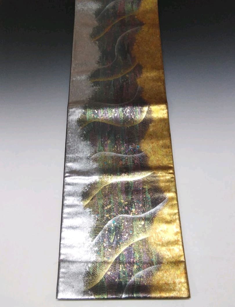 優様　値下げ❗️未使用❗️個性的な袋帯⭐黒 金銀オーロラ箔 若松/ 1405