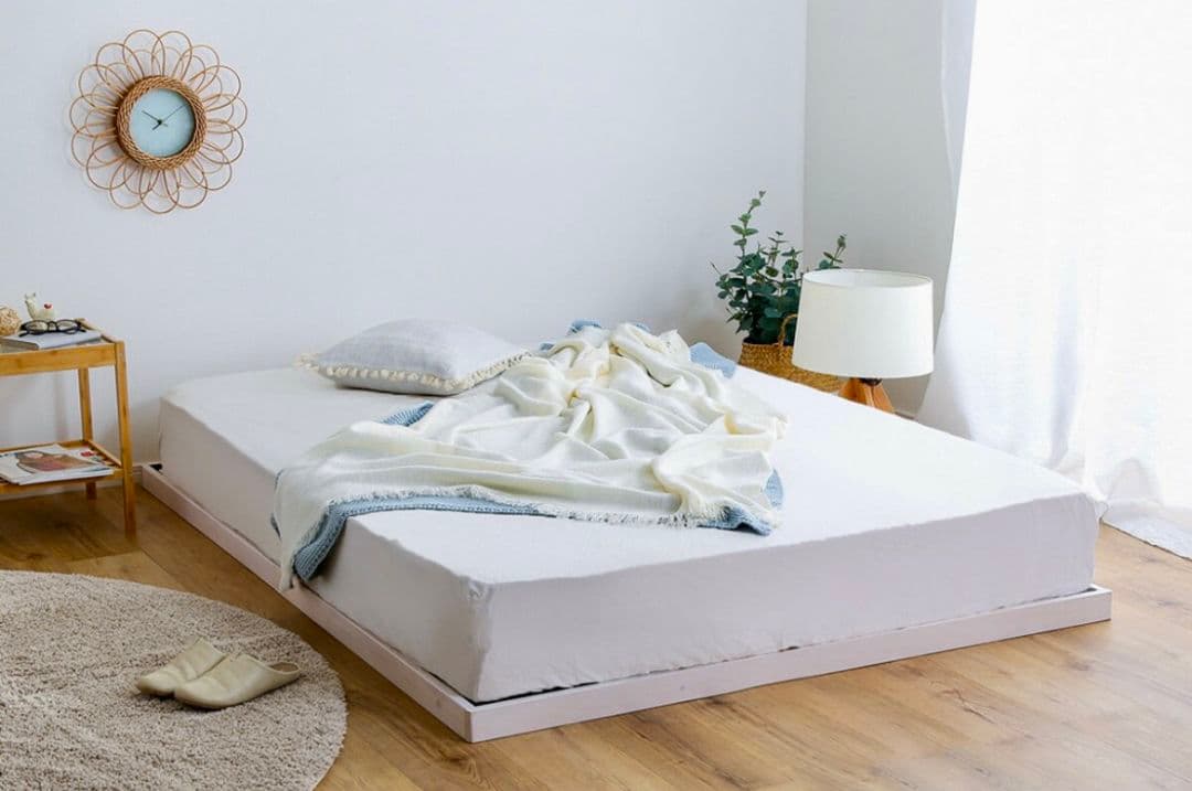 【現地引取OK】木製スラットベッド ダブルサイズ(ホワイト)