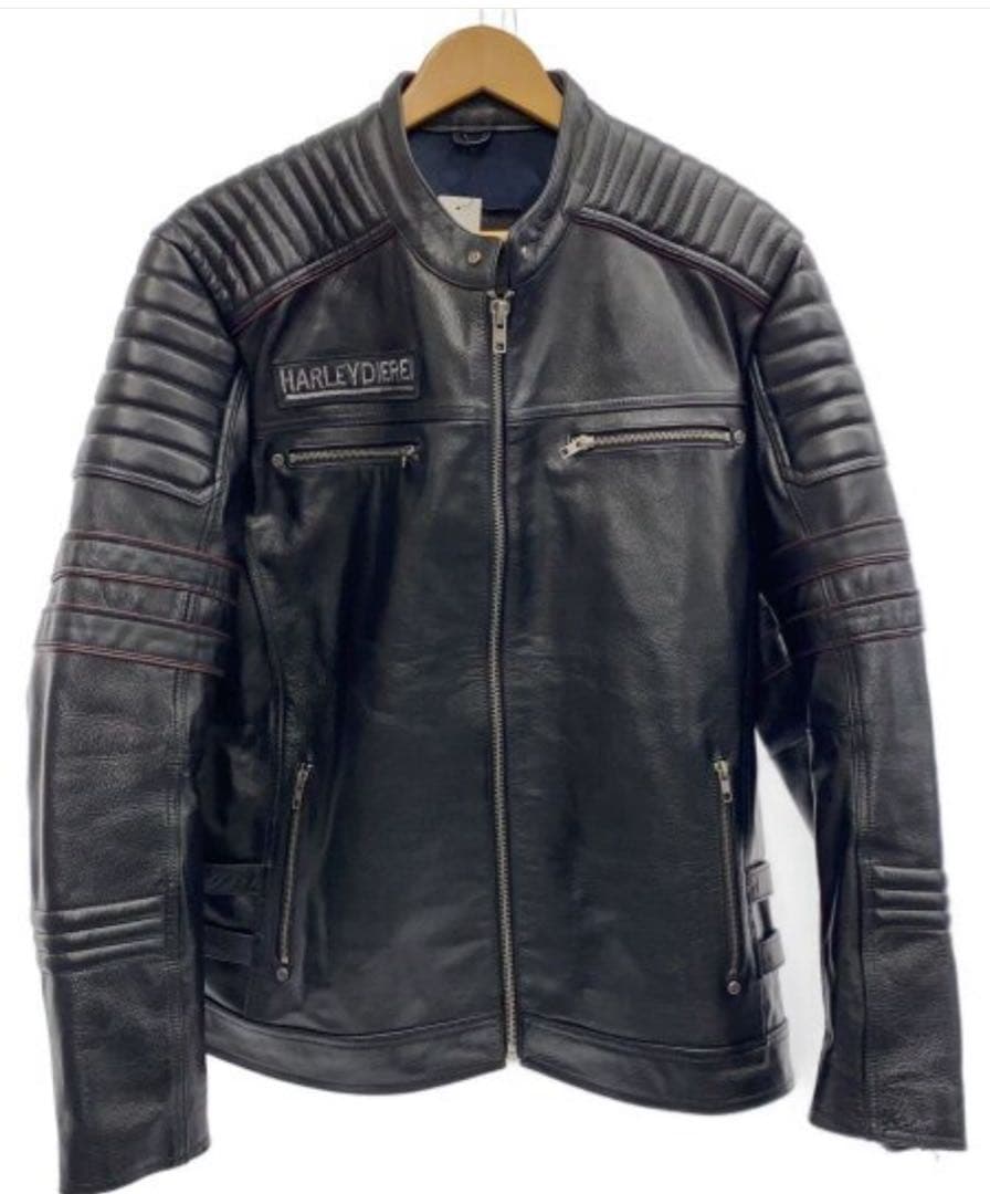 美品　HARLEYDIEREI 牛革　本革　レザー ライダース スカル　刺繍入