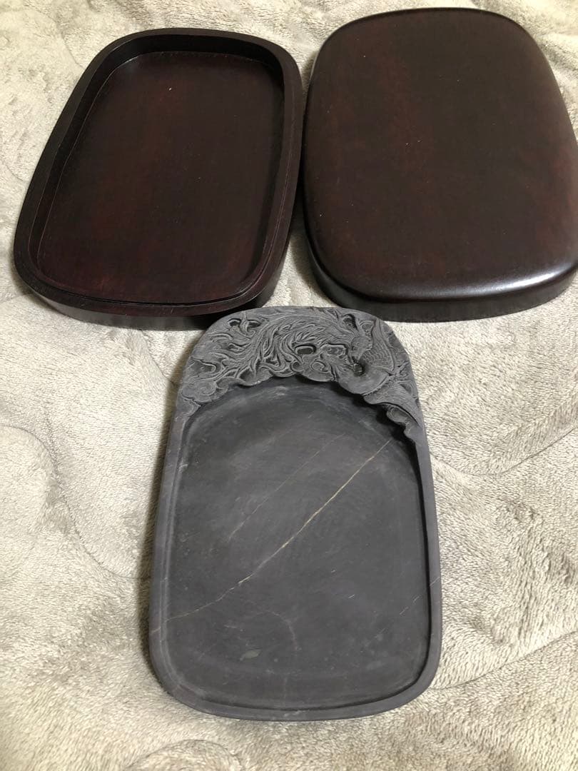 硯　すずり 端溪硯 大西洞 老坑 水岩 金錢氷紋 雲鳳文 書道用品 端渓硯