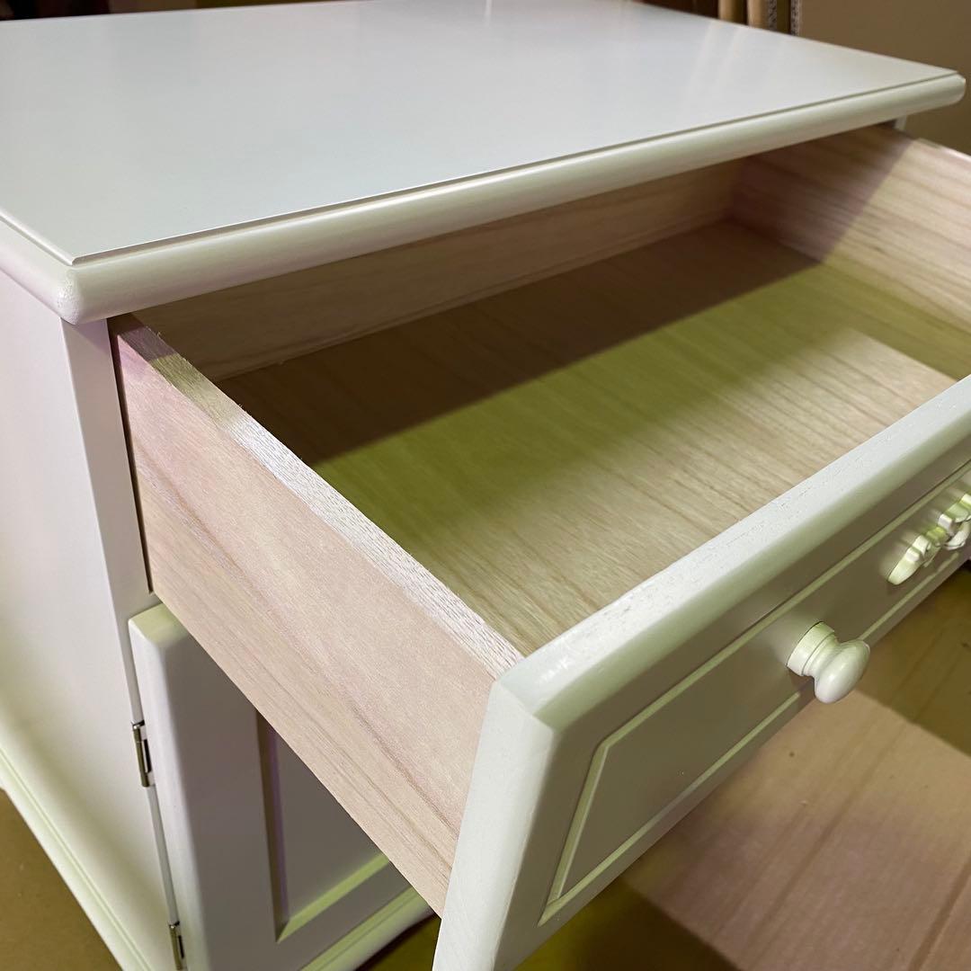 フレンチカントリー北欧調ホワイトチェストキャビネット2点セット木製収納家具タンス