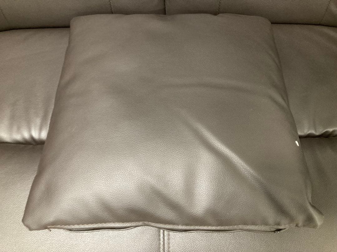 ニトリ 二人掛けソファ コウテイ 合成皮革 ダークブラウン 茶色 クッション付き