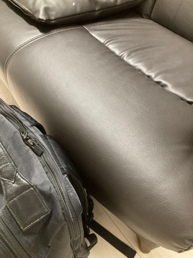 ニトリ 二人掛けソファ コウテイ 合成皮革 ダークブラウン 茶色 クッション付き