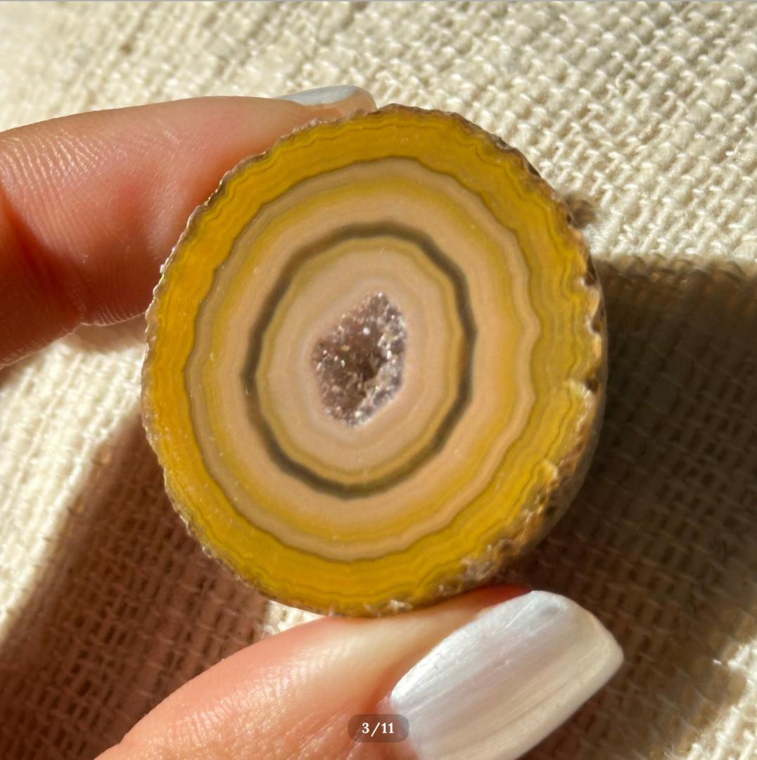 【トレジャー アゲート】ペア ジオード アイバンド 瑪瑙 原石 ポリッシュ