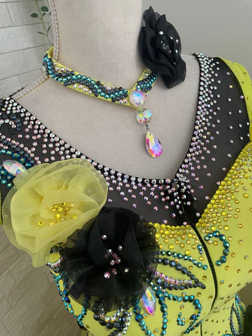 社交ダンス　スタンダードドレス⭐️イエロー＆ブラック