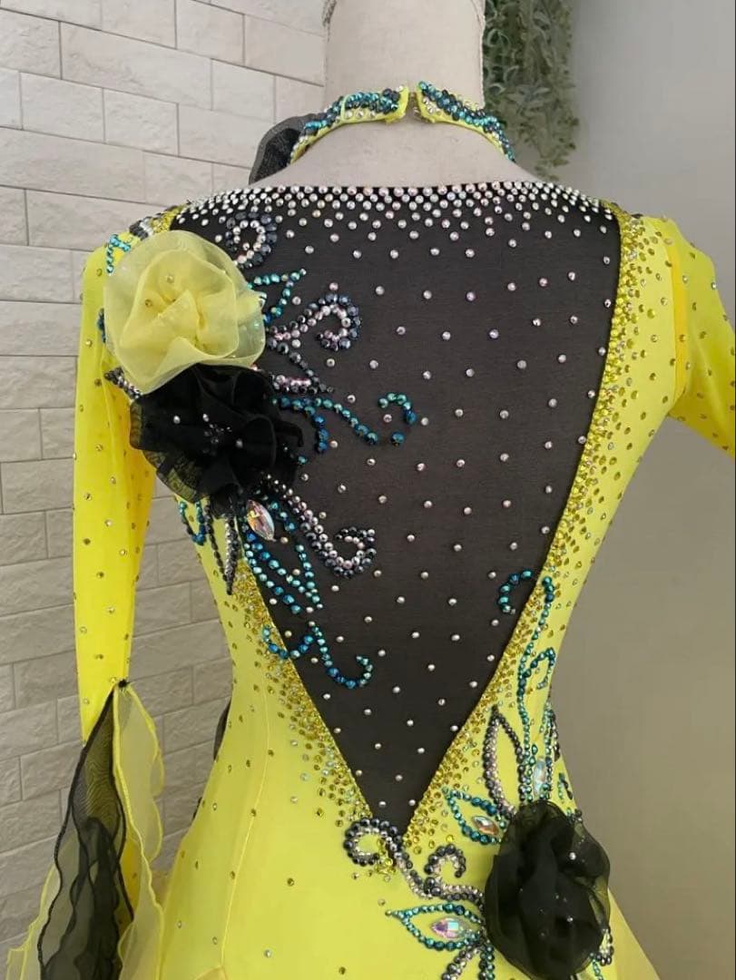 社交ダンス　スタンダードドレス⭐️イエロー＆ブラック