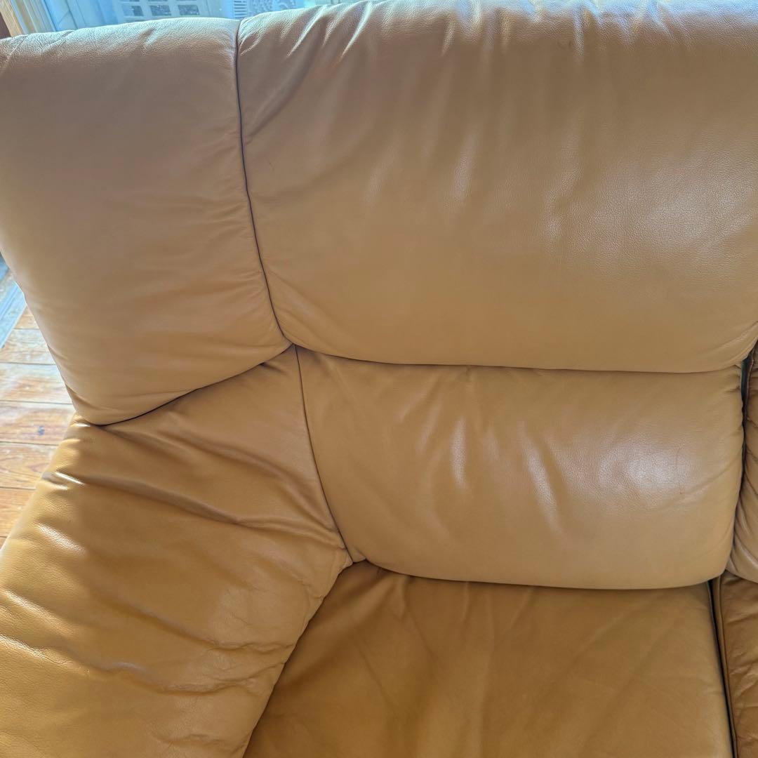 4人掛けレザーソファ キャメル
