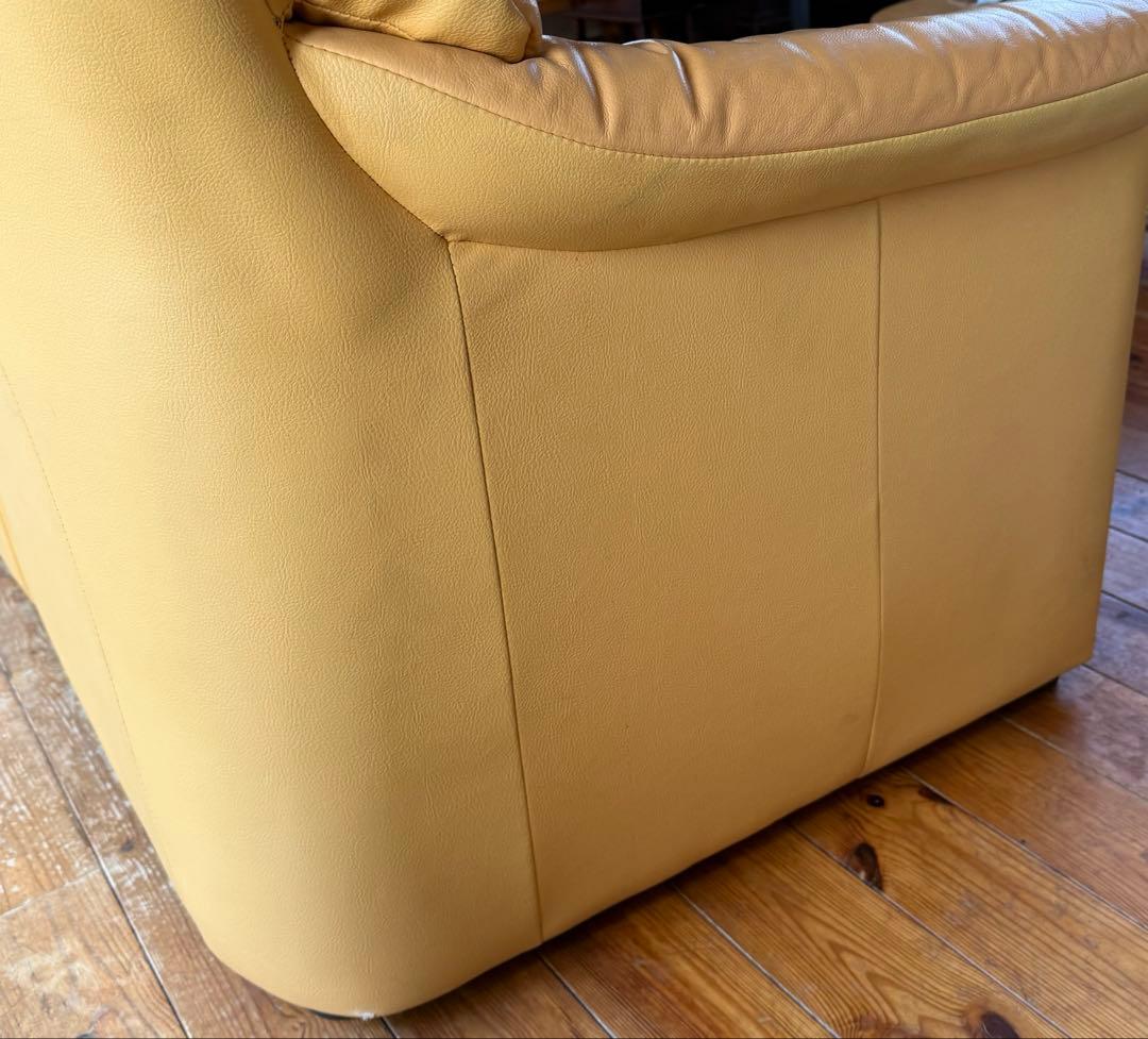 4人掛けレザーソファ キャメル