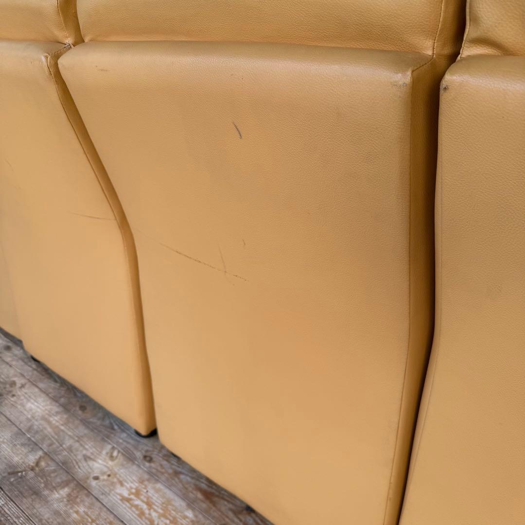 4人掛けレザーソファ キャメル