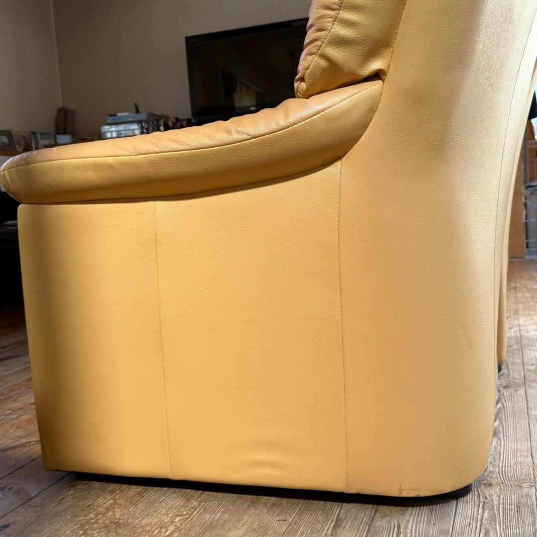 4人掛けレザーソファ キャメル